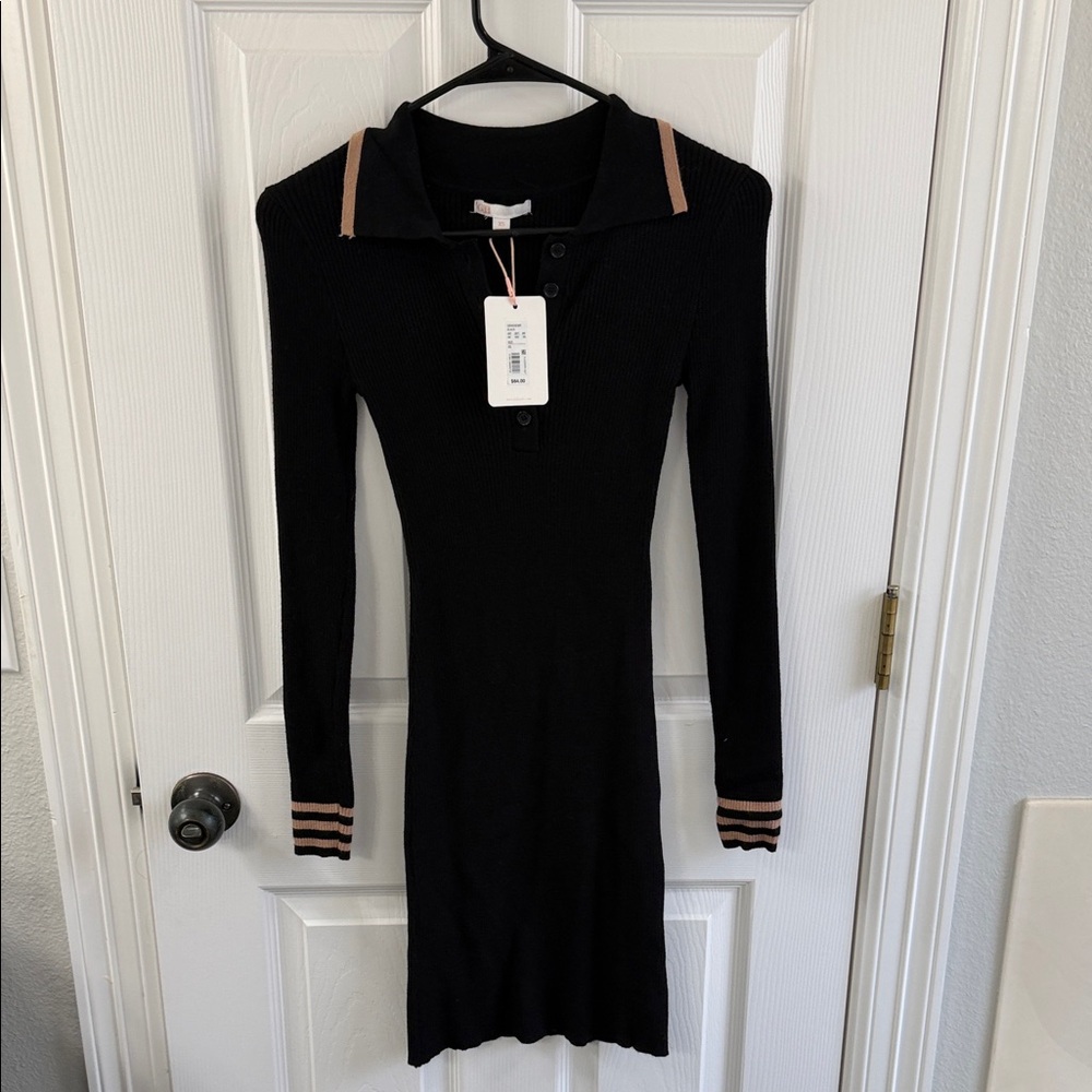 Gianni Bini Black and Tan Long Sleeve Dress